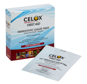 Stop Bleeding With Celox First Aid 4×4 inch Hemostatic Gauze pads